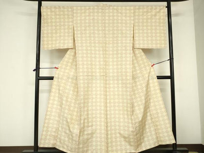 平和屋着物▽上質な紬　単衣　花尽くし　正絹　逸品　DABF3337op