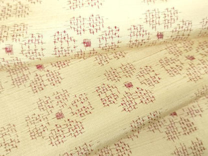 平和屋着物▽上質な紬　単衣　花尽くし　正絹　逸品　DABF3337op
