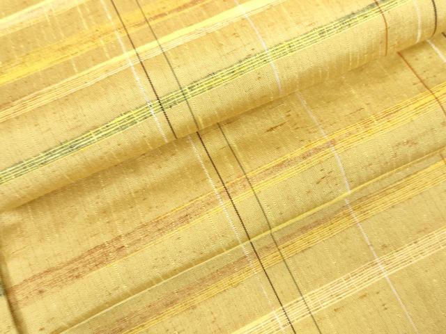 平和屋着物▽上質な紬　単衣　横段文　正絹　逸品　DABF3338op