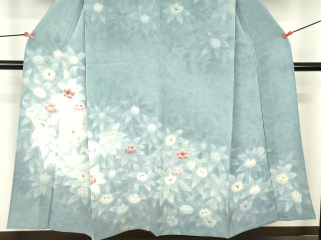 平和屋着物▽訪問着　単衣　草花　暈し染め　金彩　正絹　逸品　DABF3341op