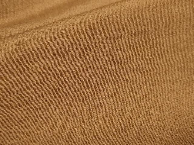 平和屋着物▽上質な色無地　単衣　枯茶色　お召縮緬　正絹　逸品　DABF3342op