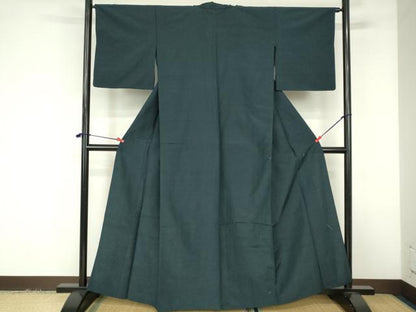 平和屋着物▽上質な紬　単衣　色無地　百入茶色　正絹　逸品　DABF3343op