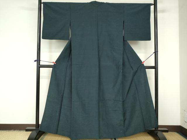 平和屋着物▽上質な紬　単衣　色無地　百入茶色　正絹　逸品　DABF3343op