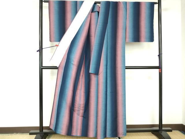 平和屋着物▽上質な紬 　単衣　 間道　正絹　逸品　未使用　DABF3345op