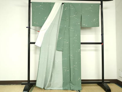 平和屋着物▽上質な小紋　単衣　舞桜　煙管　正絹　逸品　DABF3346op