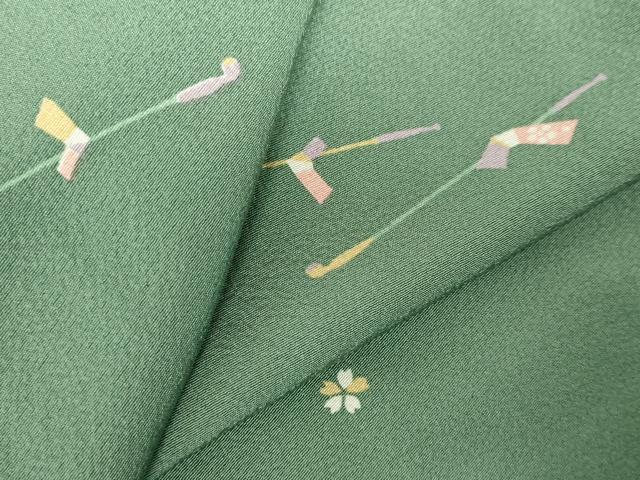 平和屋着物▽上質な小紋　単衣　舞桜　煙管　正絹　逸品　DABF3346op