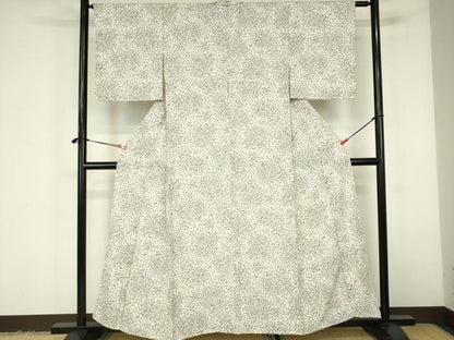 平和屋着物▽上質な小紋　単衣　草葉文　正絹　逸品　DABF3347op