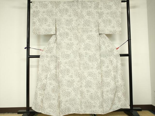平和屋着物▽上質な小紋　単衣　草葉文　正絹　逸品　DABF3347op