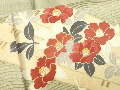 平和屋着物▽中国三大刺繍　相良刺繍　訪問着　単衣　花筏文　金彩　正絹　逸品　DABF3349op