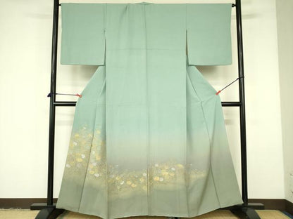 平和屋着物▼色留訪問着　寿光織　万寿菊　暈し染め　金銀糸　正絹　逸品　DABF3357op