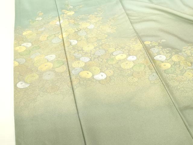 平和屋着物▼色留訪問着　寿光織　万寿菊　暈し染め　金銀糸　正絹　逸品　DABF3357op