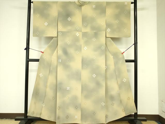 平和屋着物▼上質な小紋　地紋起こし　舞花　暈し染め　正絹　逸品　DABF3360op