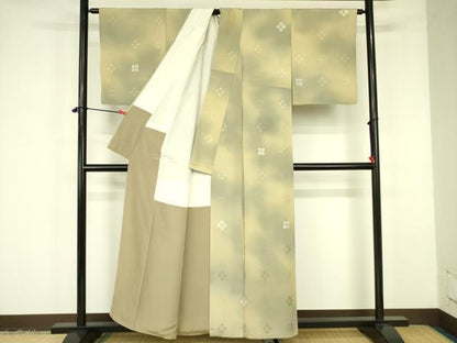 平和屋着物▼上質な小紋　地紋起こし　舞花　暈し染め　正絹　逸品　DABF3360op