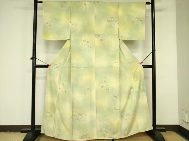 平和屋着物▼上質な小紋　地紋起こし　舞花　暈し染め　正絹　逸品　DABF3361op