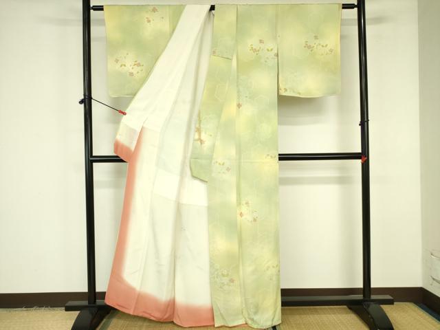 平和屋着物▼上質な小紋　地紋起こし　舞花　暈し染め　正絹　逸品　DABF3361op