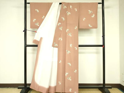 平和屋着物▼上質な小紋　型染　草花文　正絹　逸品　DABF3362op