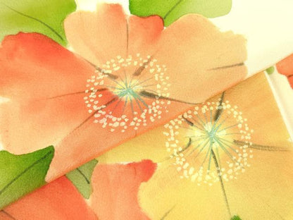 平和屋着物▼上質な小紋　手描き　草花　正絹　逸品　DABF3376op