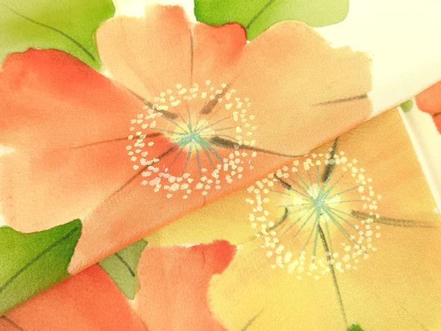 平和屋着物▼上質な小紋　手描き　草花　正絹　逸品　DABF3376op