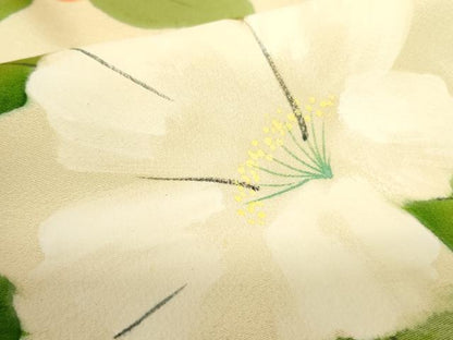 平和屋着物▼上質な小紋　手描き　草花　正絹　逸品　DABF3376op