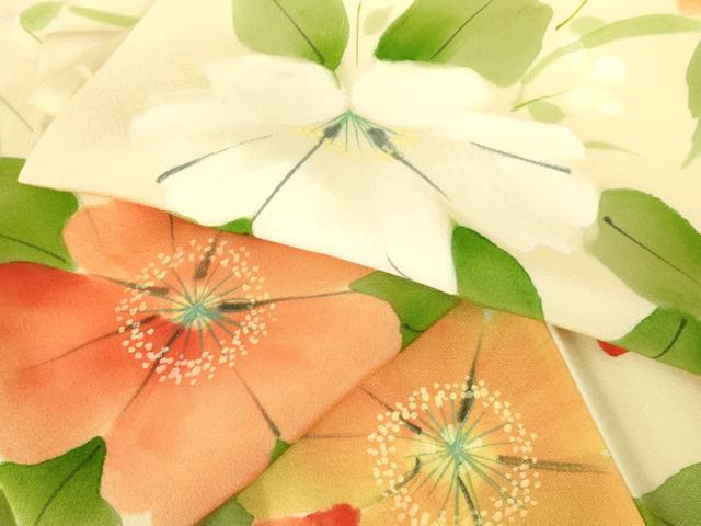 平和屋着物▼上質な小紋　手描き　草花　正絹　逸品　DABF3376op