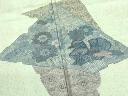 平和屋着物▼中国三大刺繍　スワトウ刺繍　汕頭刺繍　総刺繍　訪問着　鴛鴦花文　正絹　逸品　DABF3382op
