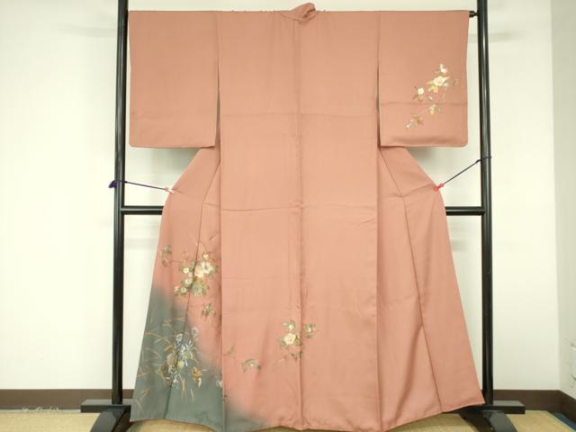 平和屋着物▼訪問着　飾花文　暈し染め　金銀彩　正絹　逸品　DABF3385op