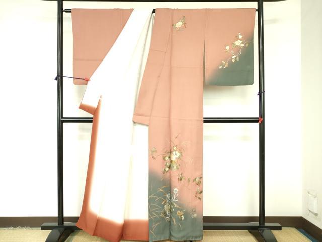 平和屋着物▼訪問着　飾花文　暈し染め　金銀彩　正絹　逸品　DABF3385op