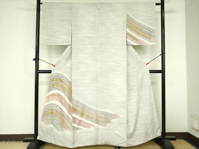 平和屋着物▼訪問着　流線文　暈し染め　金彩　正絹　逸品　DABF3387op