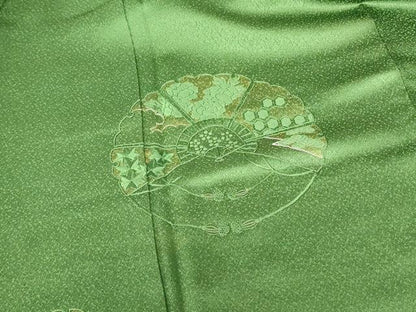平和屋着物▼中国三大刺繍　スワトウ刺繍　汕頭刺繍　相良刺繍　総刺繍　色留訪問着　駒刺繍　扇面花文　銀糸　正絹　逸品　DABF3388op