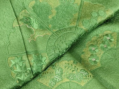 平和屋着物▼中国三大刺繍　スワトウ刺繍　汕頭刺繍　相良刺繍　総刺繍　色留訪問着　駒刺繍　扇面花文　銀糸　正絹　逸品　DABF3388op