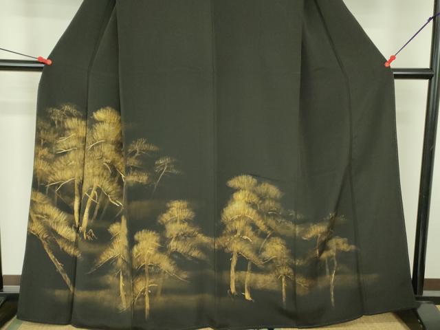 平和屋着物▼豪華黒留袖　松葉文　金彩　正絹　逸品　DABF3389op