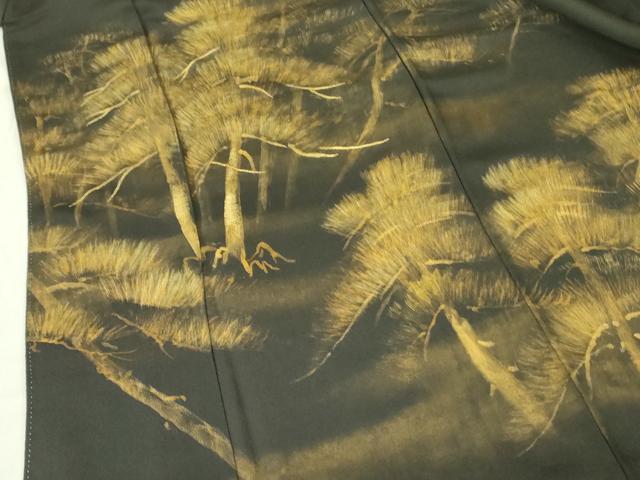 平和屋着物▼豪華黒留袖　松葉文　金彩　正絹　逸品　DABF3389op