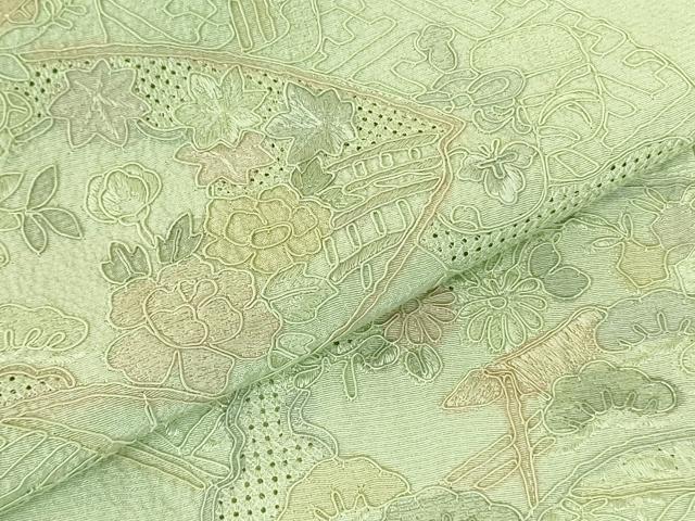 平和屋着物▼中国三大刺繍　スワトウ刺繍　汕頭刺繍　総刺繍　訪問着　地紙花文　正絹　逸品　DABF3400op