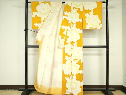 平和屋着物▼上質な小紋　地紋起こし　牡丹　正絹　逸品　DABF3401op