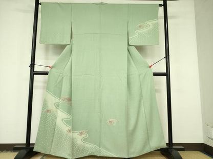 平和屋着物▼中国三大刺繍　スワトウ刺繍　汕頭刺繍　総刺繍　訪問着　絞り　地紙花文　金糸　正絹　逸品　DABF3407op