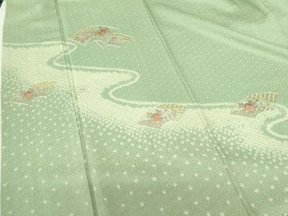 平和屋着物▼中国三大刺繍　スワトウ刺繍　汕頭刺繍　総刺繍　訪問着　絞り　地紙花文　金糸　正絹　逸品　DABF3407op