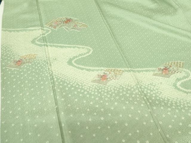 平和屋着物▼中国三大刺繍　スワトウ刺繍　汕頭刺繍　総刺繍　訪問着　絞り　地紙花文　金糸　正絹　逸品　DABF3407op
