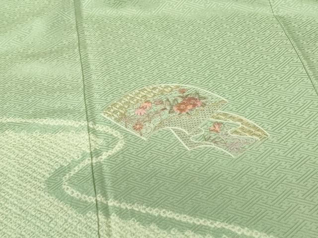 平和屋着物▼中国三大刺繍　スワトウ刺繍　汕頭刺繍　総刺繍　訪問着　絞り　地紙花文　金糸　正絹　逸品　DABF3407op