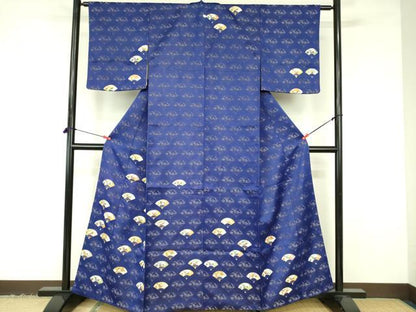 平和屋着物▼訪問着　扇面花文　金彩　正絹　逸品　DABF3412op