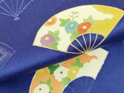 平和屋着物▼訪問着　扇面花文　金彩　正絹　逸品　DABF3412op