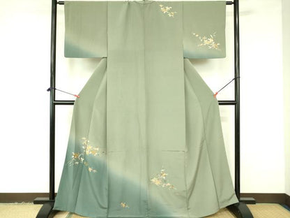 平和屋着物▼訪問着　螺鈿　枝花　暈し染め　金彩　正絹　逸品　DABF3415op