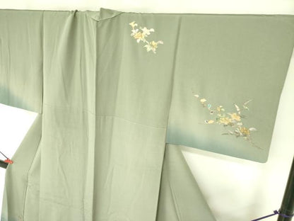 平和屋着物▼訪問着　螺鈿　枝花　暈し染め　金彩　正絹　逸品　DABF3415op