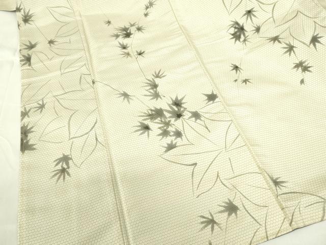 平和屋着物▼上質な紬　80亀甲　枝楓文　正絹　逸品　DABF3416op
