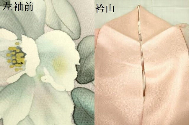 平和屋着物▼訪問着　手描き　牡丹　枝梅　暈し染め　正絹　逸品　DABF3419op