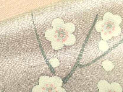 平和屋着物▼訪問着　手描き　牡丹　枝梅　暈し染め　正絹　逸品　DABF3419op