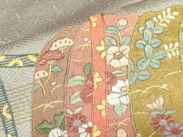 平和屋着物▼訪問着　総刺繍　誰が袖花文　暈し染め　金彩　正絹　逸品　DABF3421op