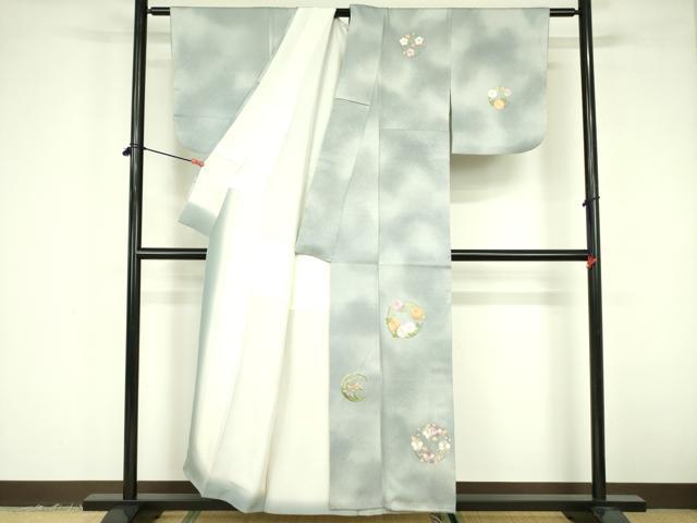 平和屋着物▼訪問着　総刺繍　花丸文　金糸　正絹　逸品　DABF3429op