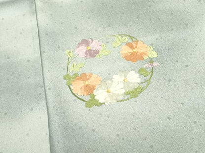 平和屋着物▼訪問着　総刺繍　花丸文　金糸　正絹　逸品　DABF3429op