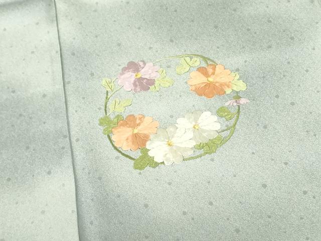 平和屋着物▼訪問着　総刺繍　花丸文　金糸　正絹　逸品　DABF3429op