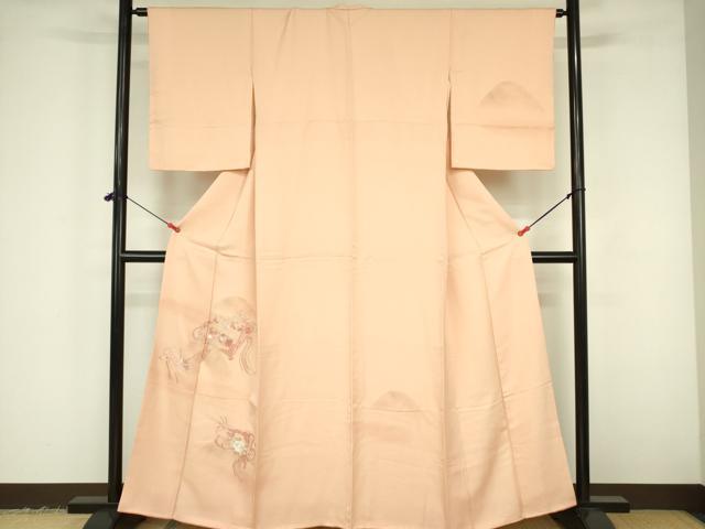 平和屋着物▼訪問着　総刺繍　鴛鴦扇面花文　暈し染め　正絹　逸品　DABF3432op